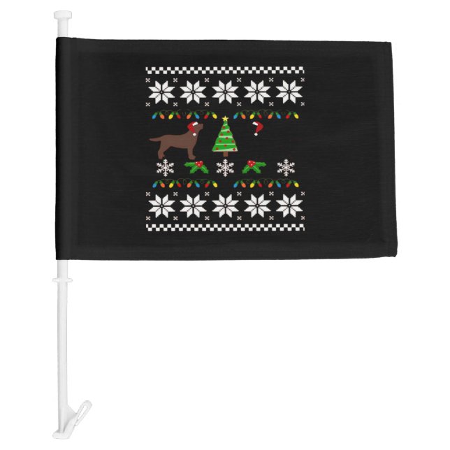 Black Labrador and Chocolate Labrador Happy Christ Car Flag (Front)