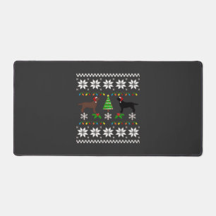 Black Labrador and Chocolate Labrador Happy Christ Desk Mat