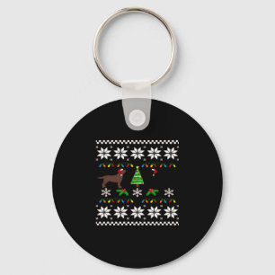 Black Labrador and Chocolate Labrador Happy Christ Keychain