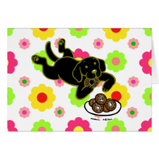 Black Labrador and Doughnuts Floral