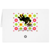 Black Labrador and Doughnuts Floral Cards (Back Horizontal)