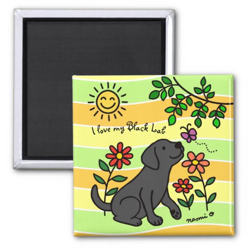 Black Labrador and Green Citrus Colors Magnet