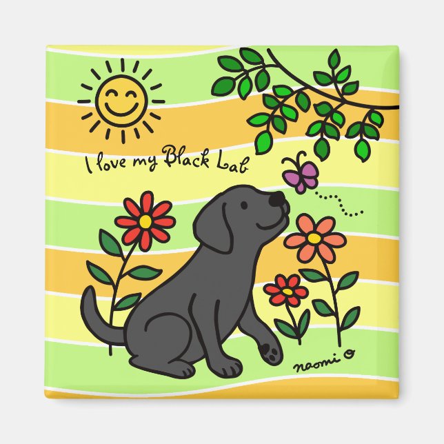 Black Labrador and Green Citrus Colors Magnet (Front)