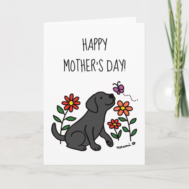 Black Labrador and Green Mother's Day Card (Front)
