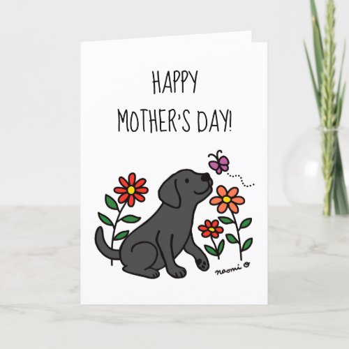 Black Labrador and Green Mothers Day Card