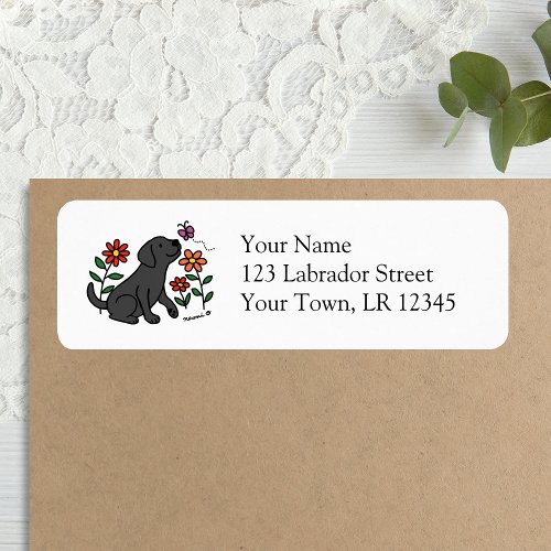 Black Labrador and Green Return Address Label