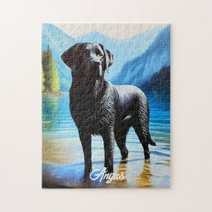 Black Labrador and Lake Jigsaw Puzzle