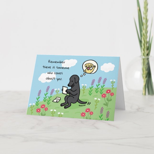 Black Labrador and Letter Someone Cares Card (Front)
