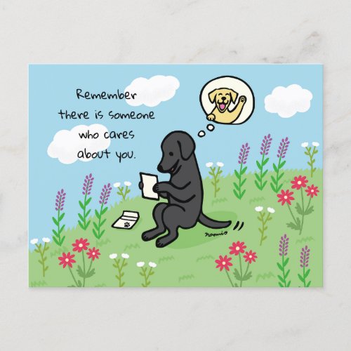 Black Labrador and Letter Someone Cares Postcard