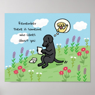 Black Labrador and Letter Someone Cares Poster