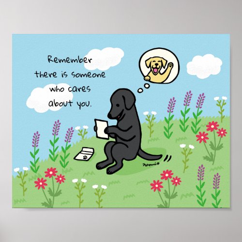 Black Labrador and Letter Someone Cares Poster