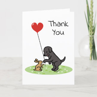 Black Labrador and Little Friend Thank you Card
