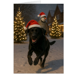 Black Labrador and Partridge Christmas card