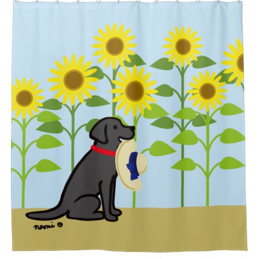 Black Labrador and Sunflowers Summer Shower Curtain Zazzle