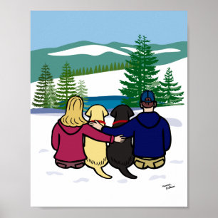 Black Labrador and Yellow Labrador and Parents Poster