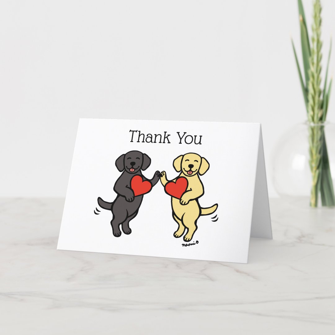 Black Labrador and Yellow Labrador Thank You Holiday Card | Zazzle