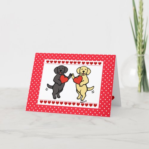 Black Labrador and Yellow Labrador Valentine Holiday Card