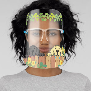 Black Labrador and Yellow Labrador Watching Face Shield