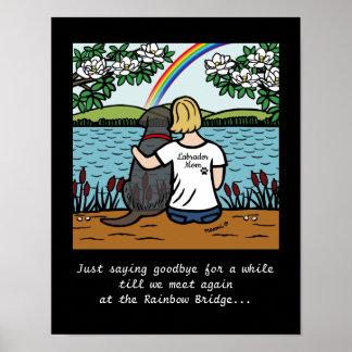 Black Labrador Angel and Mom Blonde S Poster