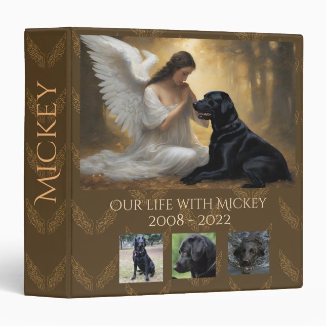 Black Labrador Angel Personalized Memory Binder (Front/Spine)