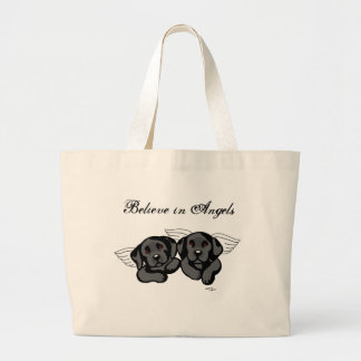Black Labrador Angels (Rainbow Bridge) Large Tote Bag