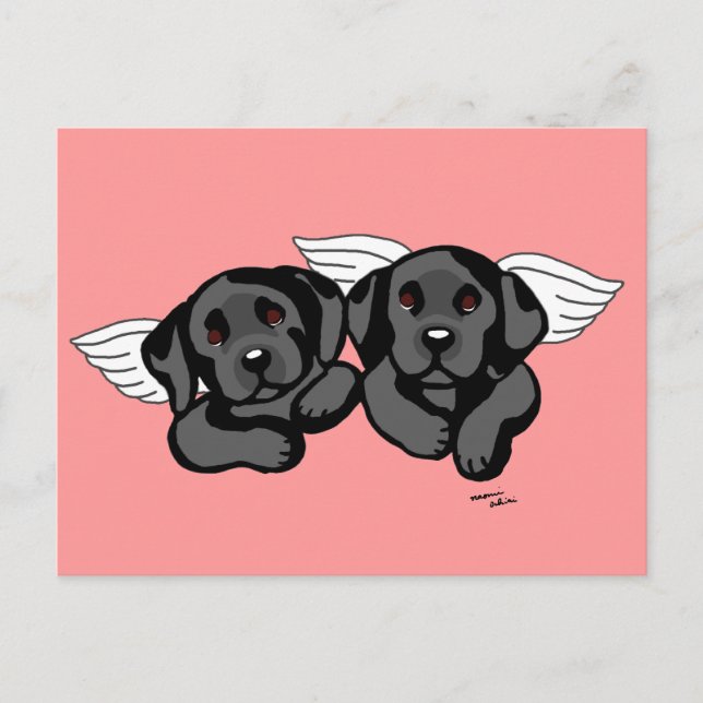 Black Labrador Angels (Rainbow Bridge) Postcard (Front)