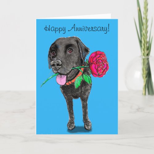 Black Labrador Anniversary Greeting Card