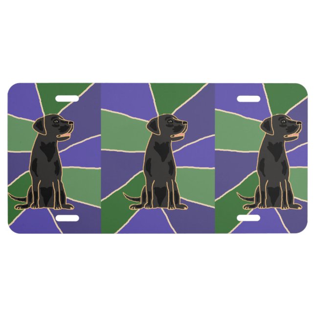 Black Labrador Art Front License Plate (Front)