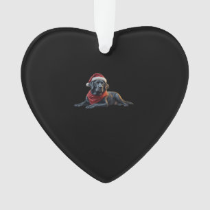 Black Labrador at Christmas in Santa Hat and Scarf Ornament