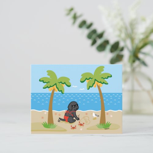 Black Labrador Bikini Girl Postcard