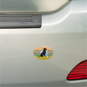 Black Labrador Bird Dog Sunset Car Magnet