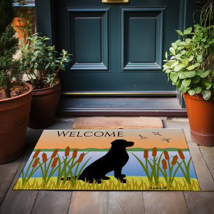 Black Labrador Bird Dog Sunset Doormat