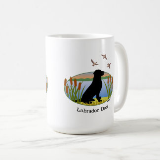Black Labrador Bird Dog Sunset Oval Coffee Mug