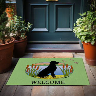 Black Labrador Bird Dog Sunset Oval Doormat