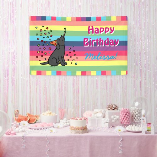 Black Labrador Birthday Party Confetti Horizontal Banner