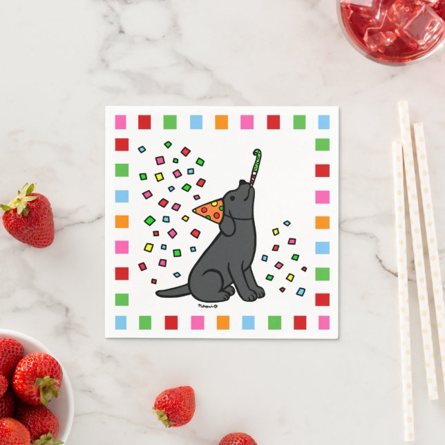 Black Labrador Birthday Party Confetti Napkins (Insitu)