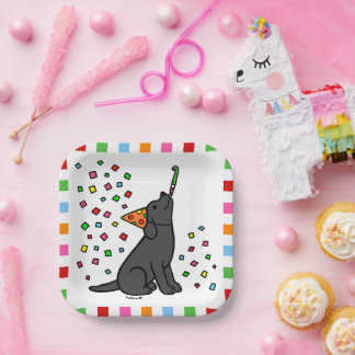 Black Labrador Birthday Party Confetti Paper Plates