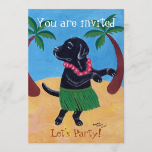 Black Labrador Birthday Party Invitations