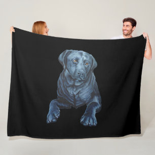 Black Labrador Blanket Dog Art Fleece Blankets