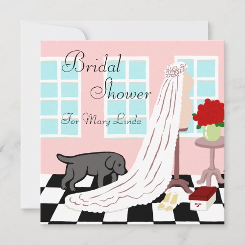 Black Labrador Bridal Shower Invitation