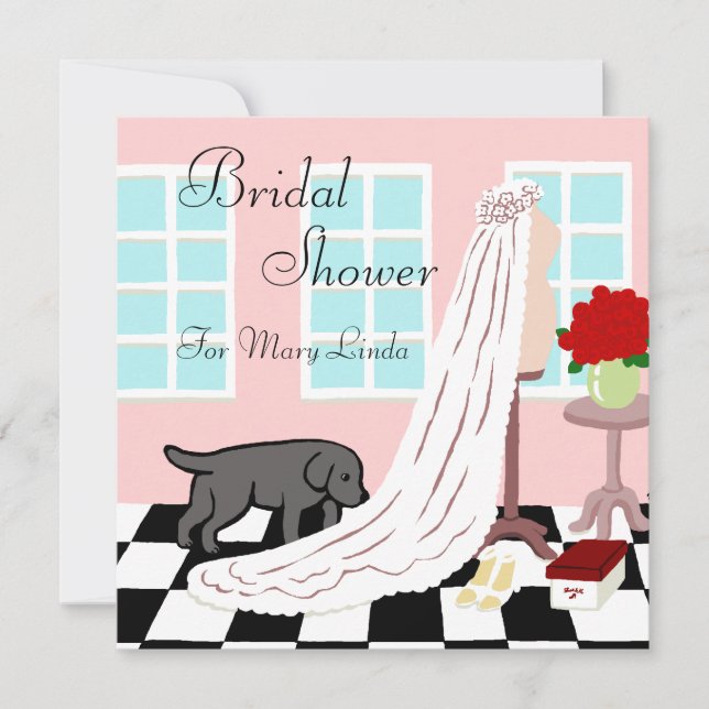 Black Labrador Bridal Shower Invitation (Front)