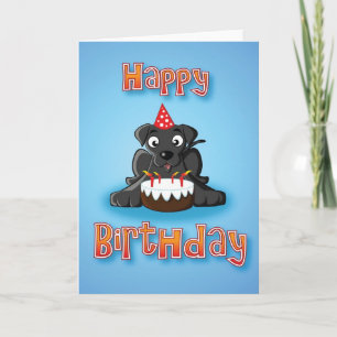 black labrador - cake- happy birthday card