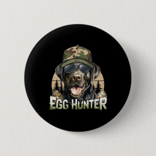 Black Labrador Camo Cap Egg Hunter Vintage Easter Button