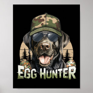 Black Labrador Camo Cap Egg Hunter Vintage Easter Poster