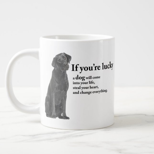 Black Labrador Changes Everything Giant Coffee Mug (Left)