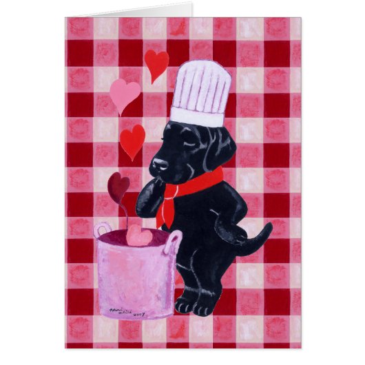 Black Labrador Chef Painting Cards (Front)