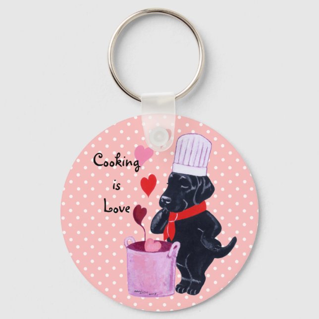 Black Labrador Chef Painting Keychain (Front)