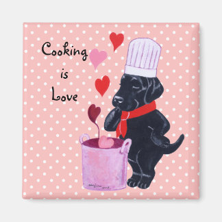 Black Labrador Chef Painting Magnet