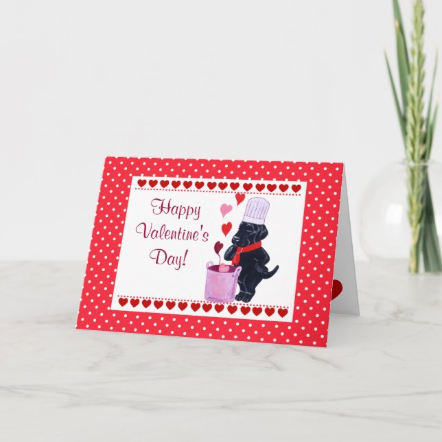 Black Labrador Chef Painting Valentine Holiday Card (Front)