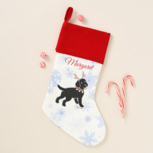 Black Labrador Christmas Antlers Stocking